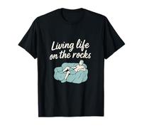 Disegno di sceneggiatura di pennello Living Life On The Rocks Maglietta