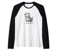 Disegno di Schizzo di Arte del Cane di Scarabocchio Maglia con Maniche Raglan