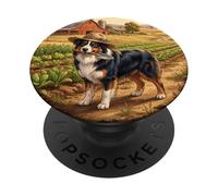 Disegno di un campo rurale per cani da pastore australiano PopSockets PopGrip Adesivo