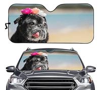 Disegno di Un Simpatico Animaletto con Cucciolo di Fiore Nero Copri Parabrezza per Car Portabile Copri Vetro Car Impermeabile Parasole Auto Parabrezza Universale per Estate Camion SUV S
