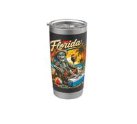 Disegno divertente per le vacanze al tramonto tropicale con scheletro sulla spiaggia della Florida Bicchiere termico in acciaio inox doppia parete