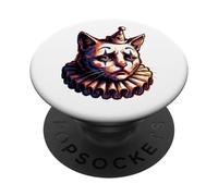 Disegno estetico grafico gatto pagliaccio triste PopSockets PopGrip Adesivo