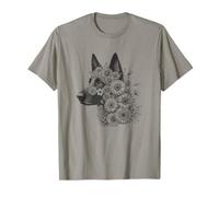 Disegno floreale belga del cane Malinois fiore per le donne Maglietta
