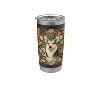 Disegno floreale Pembroke Welsh Corgi William Morris Bicchiere termico in acciaio inox doppia parete