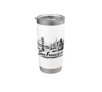 disegno funivia skyline città san francisco Bicchiere termico in acciaio inox doppia parete