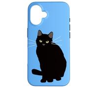 Disegno gatto nero, gattino nero carino. mamma felina, amante dei gatti Custodia per iPhone 16