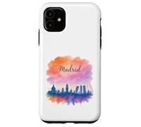 Disegno grafico acquerello orizzonte di Madrid Custodia per iPhone 11