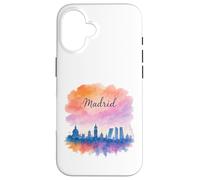 Disegno grafico acquerello orizzonte di Madrid Custodia per iPhone 16