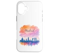 Disegno grafico acquerello orizzonte di Madrid Custodia per iPhone 16 Plus