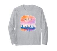 Disegno Grafico Acquerello Orizzonte di Madrid Maglia a Manica