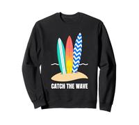 Disegno Grafico costiero Estivo Catch The Wave Felpa
