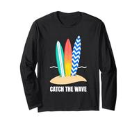 Disegno Grafico costiero Estivo Catch The Wave Maglia a Manica