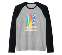 Disegno Grafico costiero Estivo Catch The Wave Maglia con Maniche Raglan