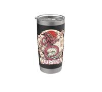 Disegno grafico del Giappone Dragon Mount Fuji Cherry Blossom Bicchiere termico in acciaio inox doppia parete