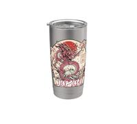 Disegno grafico del Giappone Dragon Mount Fuji Cherry Blossom Bicchiere termico in acciaio inox doppia parete