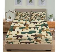 Disegno Mimetico Militare Lenzuolo con Angoli Matrimoniale 160x200x30cm Angolo Fino a 30cm Verde Militare Lenzuolo Sotto con Angoli in Microfibra Confortevole Morbido Traspirante con 2 Federe