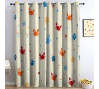 Disegno Pesce Per Bambini Dei Cartoninimati Tende Oscuranti Termiche Isolanti - Ridurre Il Rumore, Termiche Isolanti per Camera da Letto - 2 Pannelli per camera da letto soggiorno, Crema, 183 x 214 cm