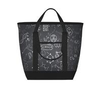 Disegno scientifico scritto a mano stampato,Borsa porta pranzo grande capacità isolata per donne e uomini, lavoro, picnic, viaggi