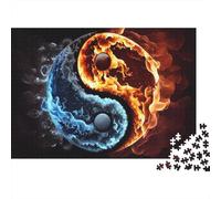 Disegno Taiji Fuoco e Acqua Puzzle 1000 Pezzi Gioco di Puzzle 1000 Pezzi Carta per Adulti Relax Concentrazione Famiglia Decorazione Regalo 38x26cm/1000pcs