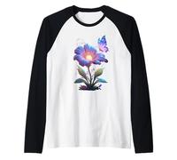 Disegno Unisex Divertente del Fiore estetico dell'acquerello per Il Tee Maglia con Maniche Raglan