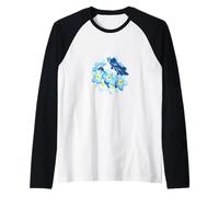 Disegno vettoriale blu Wildlower Myosotis Forget-Me-Not Maglia con Maniche Raglan