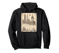 Disegno Vintage di Vari edifici Design Felpa con Cappuccio