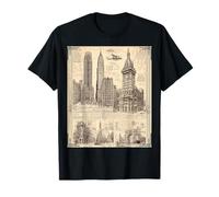 Disegno Vintage di Vari edifici Design Maglietta