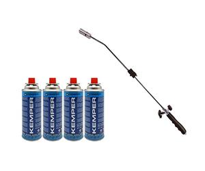Diserbatore termico piezo KEMPER - Torcia a gas + 4 ricariche a gas brule erbe