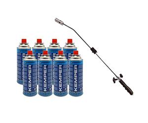 Diserbatore termico piezo KEMPER - Torcia a gas + 8 ricariche a gas, brule erbe