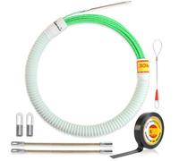DISERPLUS | Guida passacavi 30 m x 4 mm + tubo di protezione guida e punte di ricambio, tieni la tua guida organizzata e usa solo il necessario, no + nodi o grovigli, uso professionale elettricista