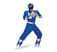 DISGUISE 79731C-15L Blue Ranger, costume classico muscolare per adulti, con accessori, taglia XXL