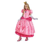 Disguise Costume da principessa Peach Elevated, costume ufficiale Nintendo Super Mario Peach con corona e guanti, per bambini, taglia 7-8