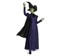 Disguise Costume ufficiale di Elphaba di Wicked da donna, con mantello e cappello, taglia 36-38