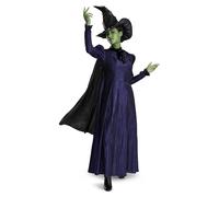 Disguise Wicked Elphaba Costume, Deluxe Official Wicked Elphaba Costume Cape and Hat for Women, Size (12-14)