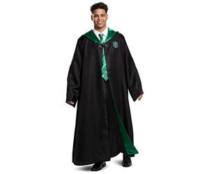 Disguise Harry Potter Slytherin Robe Deluxe Adult Costume Accessory, Black & Green, Medium (38-40)
