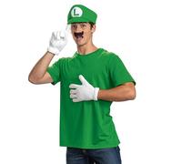 Disguise Kit accessori per adulti Luigi Nintendo, con licenza ufficiale, include cappello, guanti e baffi, set completo per travestimento Super Mario per adulti, taglia unica