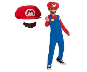 DISGUISE Official Nintendo Super Mario Costume Kids includes Mario Hat, Mario Fa