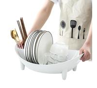 Dish Bowl Rack - Silicone Kitchen Organizer, Foldable Drying Rack with Utensil Holder, Sink Counter Dish Drainer, Home Apartment Office Kitchen Accessory, Travel Compact Dishes Holder for Easy Drying