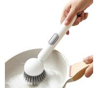 Dish Brush, Soap Dispenser, Kitchen Scrub Wand, Adjustable Cleaning Brush Tool, Refillable Scrubber with Holder for Household, Glass, Pot, Sink, Bathroom, Washing, Cookware