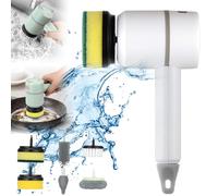 Dish Buddy,Dish Buddy Scrubber, Dish Buddy Electric Spin Scrubber,360° Rotating Multifunctional Cordless Electric Cleaning Brush,with 3 Replaceable Brush Heads for Cleaning Kitchen Bathroom (White)