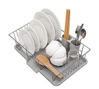 Dish Drying Rack Dish Rack and Drainboard Set with Removable Cutlery Tray with Intermediate Drainage Function Utensil Holder for Kitchen Countertop