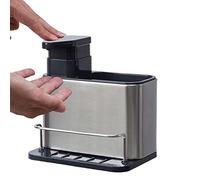 Dish Soap Dispenser with Sponge Holder - 16oz Stainless Steel Soap Pump | Multifunctional Kitchen Sink Organizer for Dish Detergent Brush Sponge Holder Durable Countertop Accessory