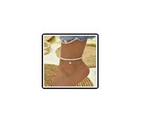 Dishowme 2 bracciali per cavigliere con perle finte, per l'estate e la spiaggia, a piedi nudi, per le donne, Taglia unica, Metallo metallo Perla artificiale, Nessuna pietra preziosa