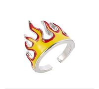 Dishowme Anello di Fiamma di Fuoco Anello di Nocche Punk Anello di Dito Articolato Creativo Hip Hop Gioielli Regolabili per Donne Uomini Ragazze Ragazzi (Giallo)