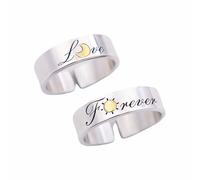 Dishowme Anello per coppie Luna Sole Anello vintage per amore eterno Anello per nocche 2 pezzi Anello per sempre a forma di mezzaluna Anello per gioielli per donne Uomini Ragazze