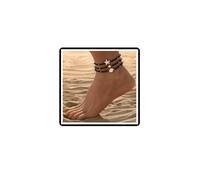Dishowme Bracciale per cavigliere con stelle marine turchese, 3 pezzi, con perle di Boemia, elastico estivo, spiaggia, sandali per donne e donne, Taglia unica, Metallo, Nessuna pietra preziosa