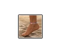 Dishowme Cavigliera con conchiglie di perle e stelle, stile bohémien, con perline e conchiglie, colorata, hawaiana, con perle finte, puka, estate, spiaggia, sandali a piedi nudi, gioielli da donna