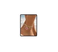 Dishowme Cavigliera con fiore e campanellini, catena smaltata a strati, gioiello da donna, cavigliera estiva da spiaggia, One Size, Lega di acciaio, Non pietra preziosa