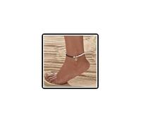Dishowme Cavigliera con perle e stelle, stile boho, in finta finta pelle, per l'estate, la spiaggia, a piedi nudi, per donne e donne, Taglia unica, Metallo metallo Perla falsa, Nessuna pietra preziosa