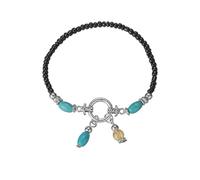 Dishowme Cavigliera con perline turchesi, stile bohémien, elastica, per l'estate, la spiaggia, i sandali a piedi nudi, gioielli da donna, Misura unica, Lega di acciaio Resina, Nessuna pietra preziosa